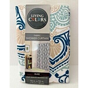Fabric Shower Curtain "Blake" 70" x 72" Living Colors Paisley Floral Brand NEW